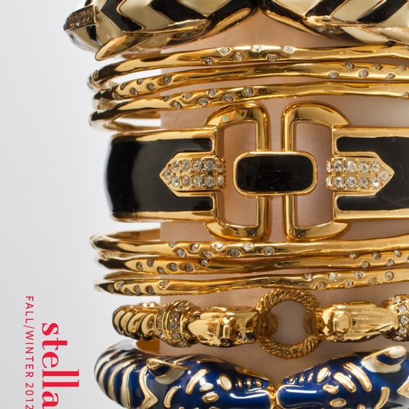 Stella & Dot | Duchess Gold + Black Enamel + Crystal Embellished Hinge B… - Picture 6 of 11